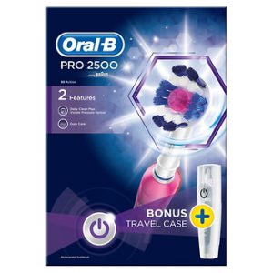 ORAL B POWER PRO 2500 3D WHITE PINK+CASE