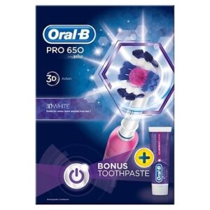 ORAL B POWER PRO 650 3D WHITE PINK+PASTE