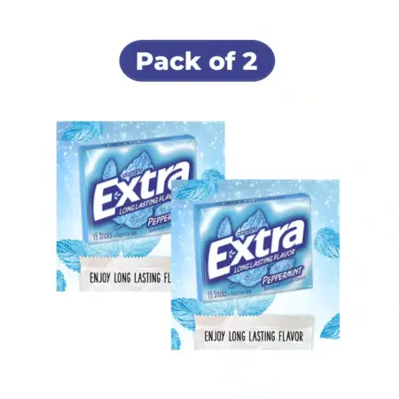 Wrigley’s Extra Peppermint Sugar free Gum 60g, 15 Sticks (Pack of 2)