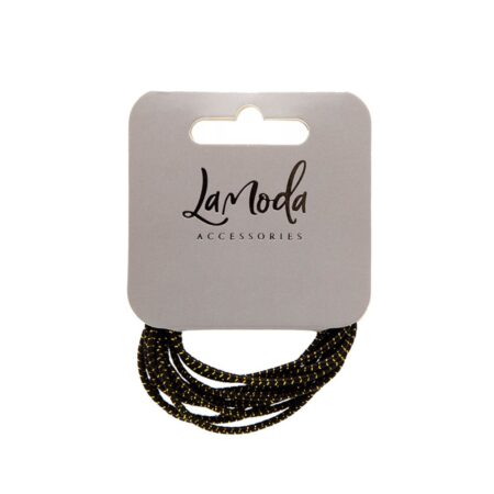 PONYTAIL BANDS 12 BLACK AND GOLD