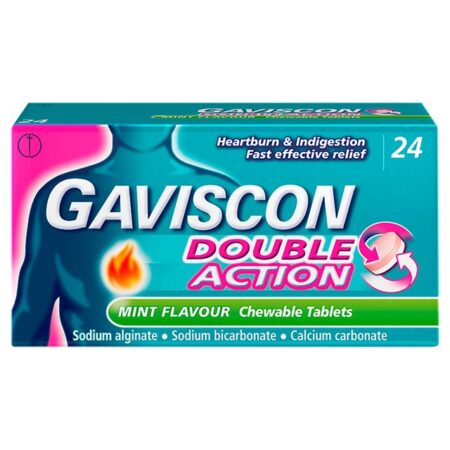 Gaviscon Double Action Heartburn Indigestion Mint Flavour Tablets 24 per pack