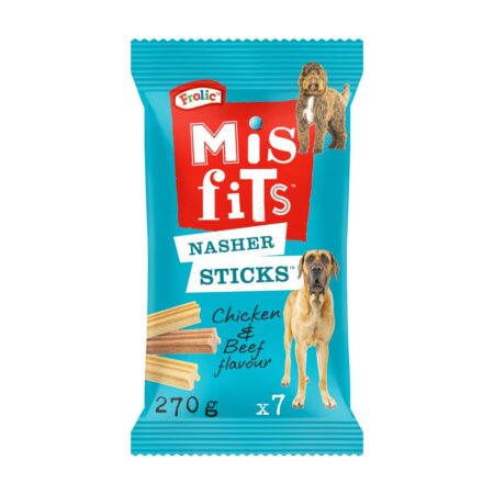 Misfits Nasher Sticks Adult Large Dog Treats with Chicken and Beef 270g
