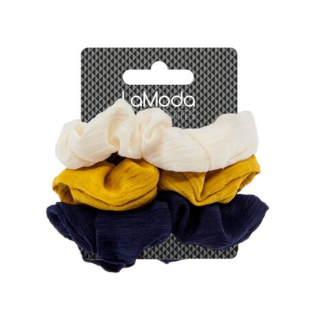 MUSTARD NAVY CREAM SCRUNCHIE SET