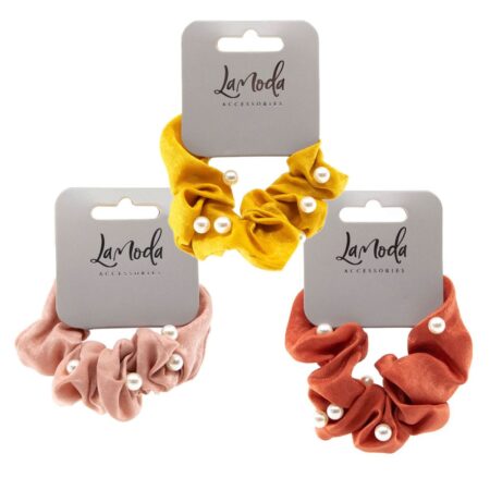 PEARLISED SATIN SCRUNCHIES