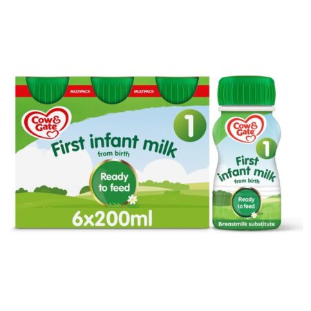Cow & Gate Ready To Use 1 First Infant Milk From Birth 6 x 200ml