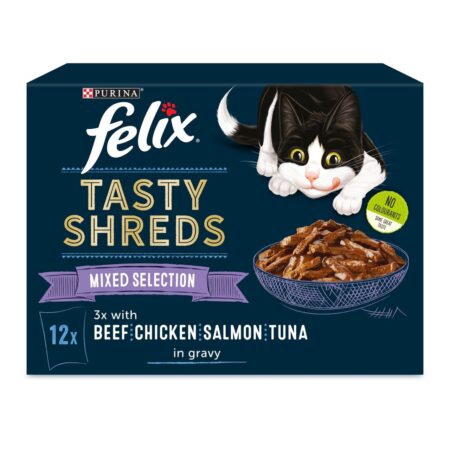 Felix Tasty Shreds Mixed Selection in Gravy Wet Cat Food 12 x 80g