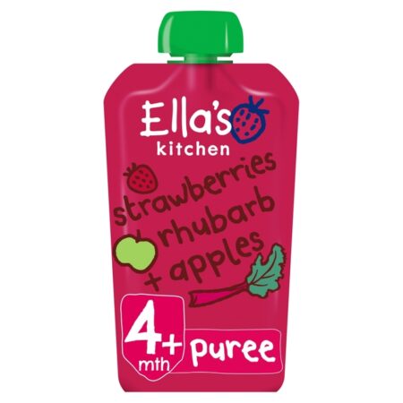 Ella’s Kitchen Strawberries, Rhubarb and Apples Baby Food Pouch 4+ Months 120g