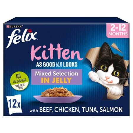 Felix As Good As It Looks Kitten Mixed Selection in Jelly Wet Cat Food 12 x 100g