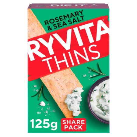 Ryvita Thins Rosemary Sea Salt Flatbread Crackers 125g
