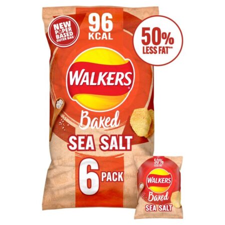 Walkers Oven Baked Sea Salt Crisps 6 X 22g