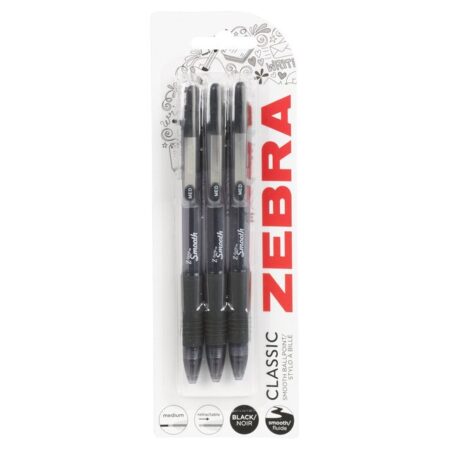 Zebra Classic Smooth Ballpoint Black 3pk