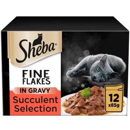Sheba Fine Flakes Cat Food Pouches Succulent Selection in Gravy 12 x 85g