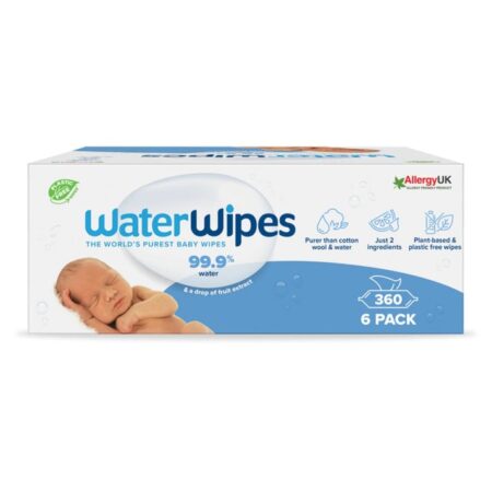 Waterwipes Biodegradable, Value Box Baby Wipes, 06 Packs Of 60 Count (360 Baby Wipes)