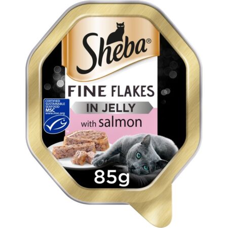 Sheba Fine Flakes Cat Food Tray Salmon in Jelly 85g
