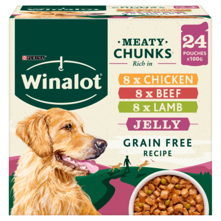 Winalot Adult Meaty Chunks In Jelly Wet Dog Food Pouches – 24 X 100g