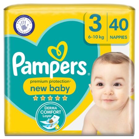 Pampers Premium Protection New Baby Size 3 40 Nappies Essential Pack