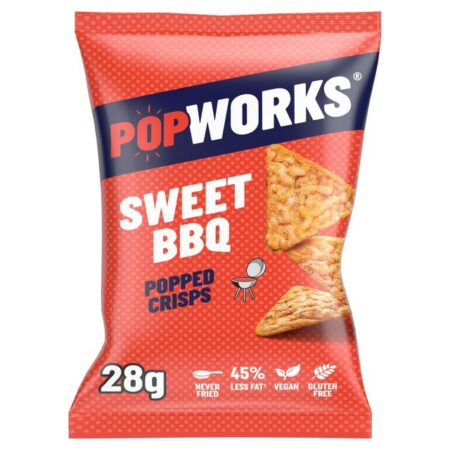 Popworks Sweet Bbq Flavour Popped Crisps 28g
