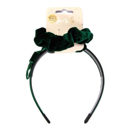 VELVET HEADBND & SCRUNCHIE-GRN