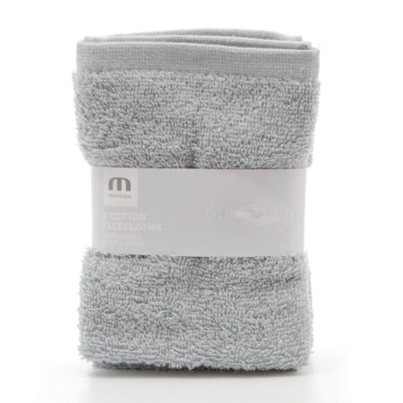 3 PACK FACECLOTHS GREY
