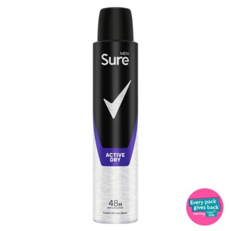 Sure Men Antiperspirant Deodorant Active Dry Aerosol 200ml