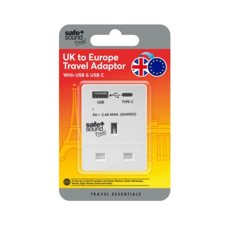UK TO EU ADAPTOR W USB TYPE C