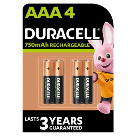 Duracell Rechargeable AAA 750mAh Batteries 4 per pack