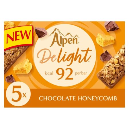 Alpen Delight Cereal Bars Chocolate Honeycomb 5 X 24g