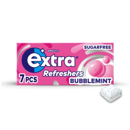 Extra Refreshers Bubblemint Sugar Free Chewing Gum Handy Box 7 Pieces 15.7g