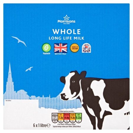 Morrisons Long Life British Whole Milk 6 x 1L