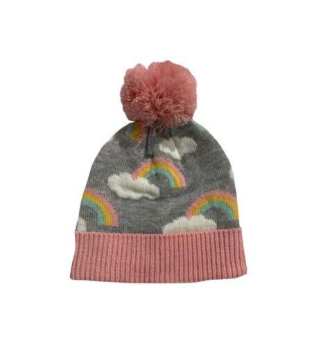KIDS RAINBOW PRINT BOBBLE HAT