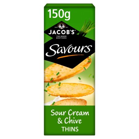 Jacob’s Savours Thins Sour Cream & Chive Crackers 150g