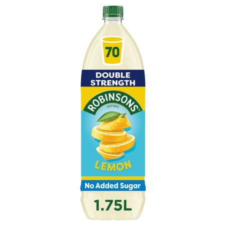 Robinsons No Addded Sugar Double Strength Lemon 1.75L
