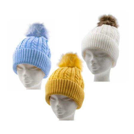 LADIES CABLE BOBBLE HAT