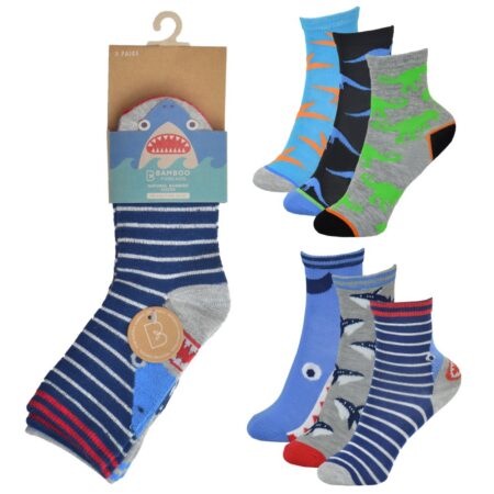 BOYS BAMBOO SOCKS ASSORTED DESIGNS