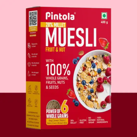 Fruit & Nut Muesli with 68% Whole Grains (28% Millet), 20% fruits & 12% nuts