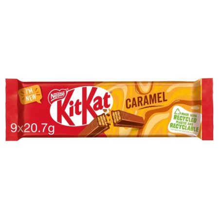 Kit Kat 2 Finger Caramel Chocolate Biscuit Bar Multipack 9 Pack 9 x 186.3g