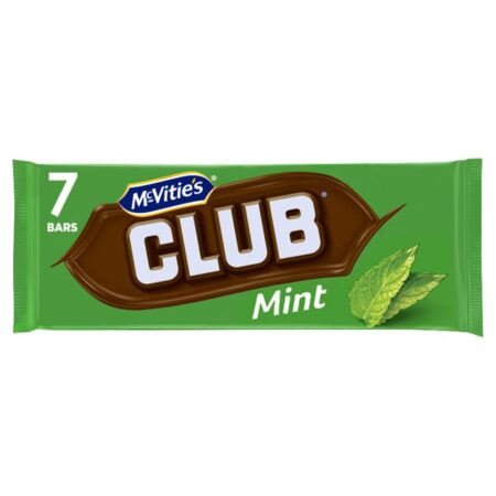 Mcvitie’s Club Mint Chocolate 7 Bars 161g
