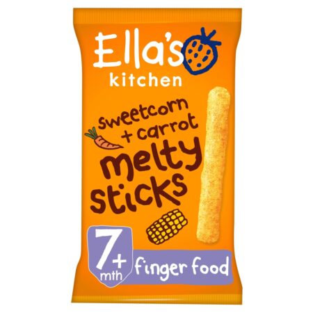 Ella’s Kitchen Sweetcorn and Carrot Melty Sticks Baby Snack 7+ Months 17g