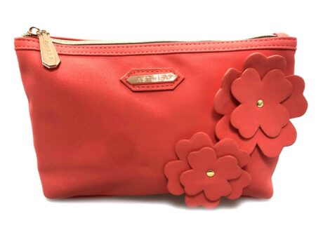 FLOWER EMB LARGE BAG CORAL