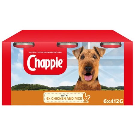 Chappie Adult Wet Dog Food Tins Chicken & Rice In Loaf 6 x 412g