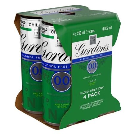 Gordons Alcohol Free & Tonic 4 X 250ml