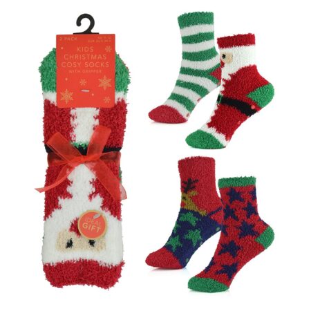 KIDS 2 PACK CHRISTMAS COZY SOCKS