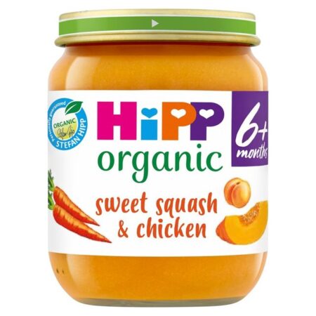 HiPP Organic Sweet Squash Chicken Baby Food Jar 6+ Months 125g