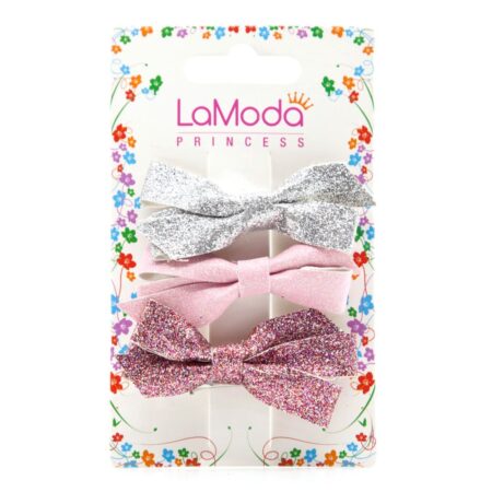 GLITTER BOW CLIPS SET OF 3