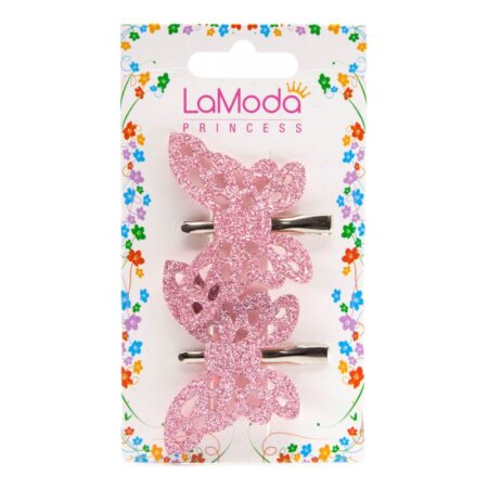 PINK & SILVER BUTTERFLY CLIPS