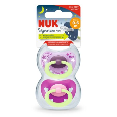 SIGNA NIGHT PINK SILICONE SOOTHER S1 2PK