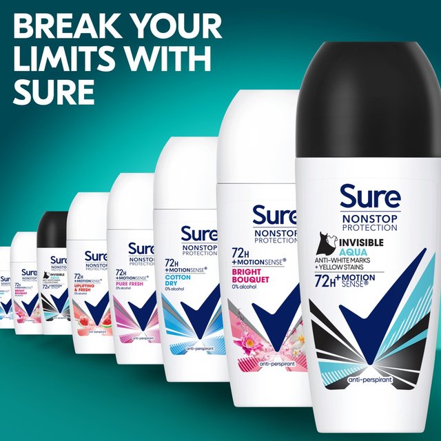 Sure Antiperspirant Deodorant Roll On Nonstop Invisible Aqua 50ml - Image 2
