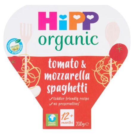 HiPP Organic Tomato And Mozzarella Spaghetti Toddler Tray Meal 1-3 Years (5 x 230g)
