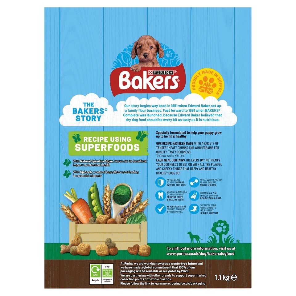 Bakers Puppy Dog Food Chicken Vegetable 1.1Kg - Image 2