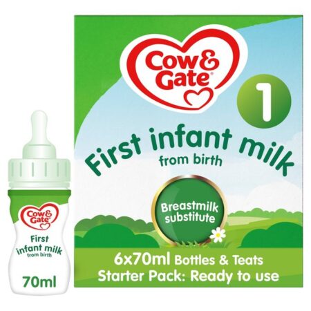 Cow & Gate 1 First Baby Milk Formula Starter Pack From Birth 6 x 70ml